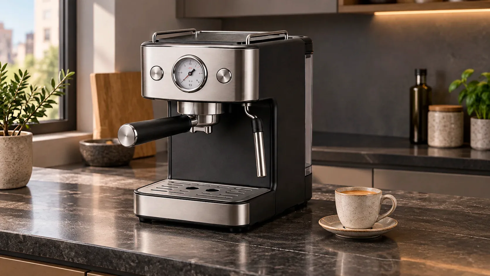 Cafetera en cocina
